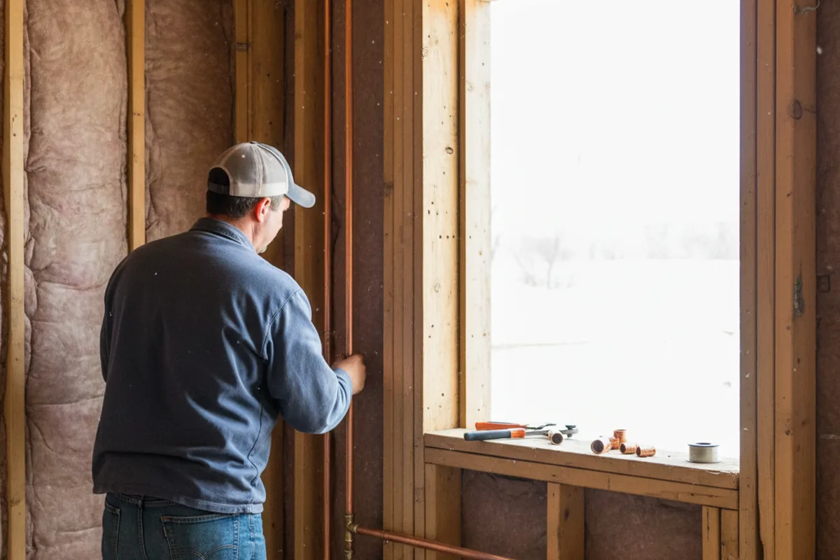 Licensed plumber running new copper supply lines in a Prineville home